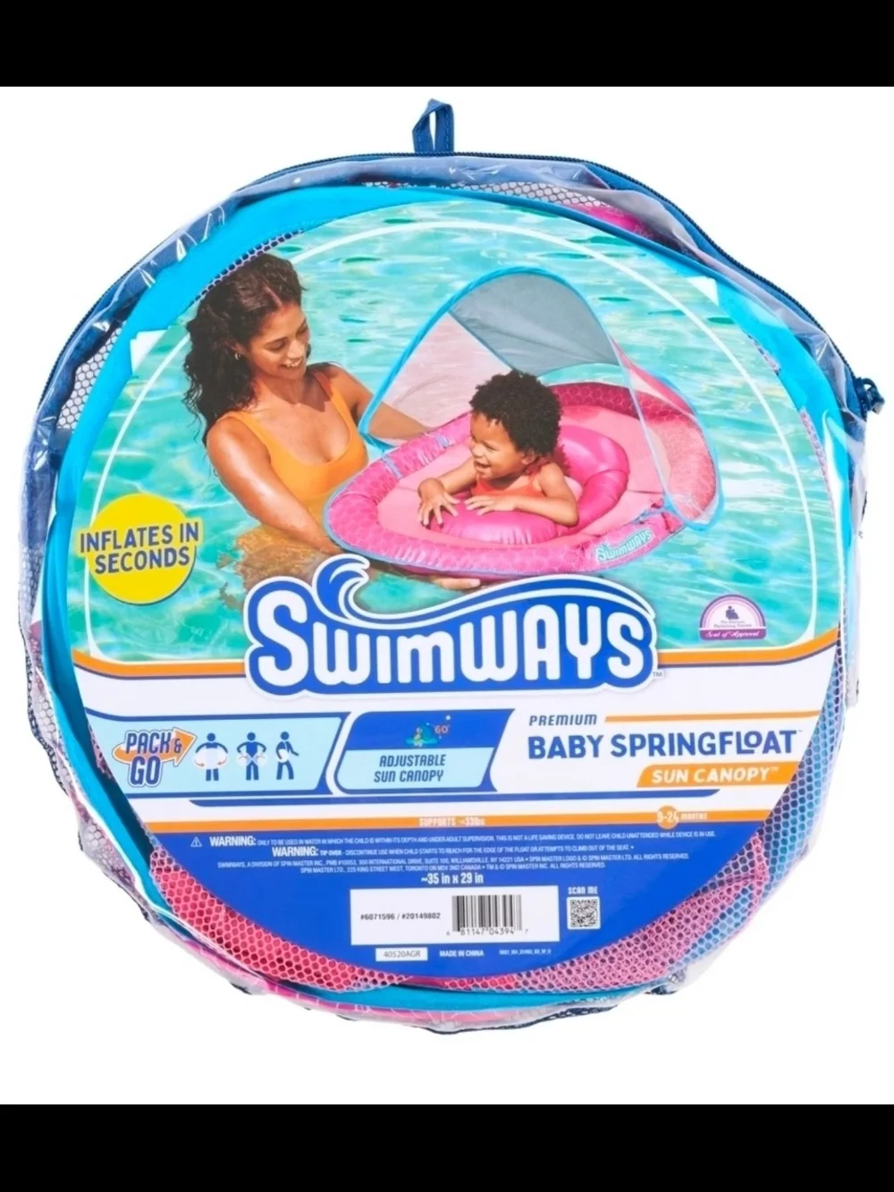 Swimways Pink Kids Canopy Baby Float